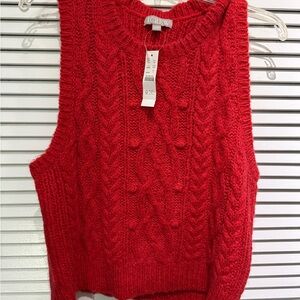 J. Crew Women's Red Cable Knit Sweater Vest